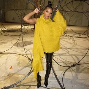 Yellow Oversized Turtleneck Sweater